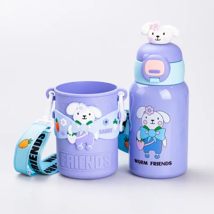 Детский термос с поилкой Friends 450мл синий термос стальной термос нержавейка (HP18308V) - изображение 5
