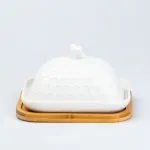 Маслянка для вершкового масла та сиру з кришкою бамбукова 18 х 16 х 11 см (HP256)