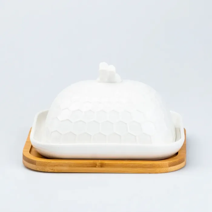Масленка для сливочного масла и сыра с бамбуковой крышкой 18 х 16 х 11 см (HP256) - изображение 1