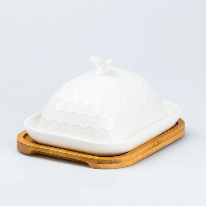 Масленка для сливочного масла и сыра с бамбуковой крышкой 18 х 16 х 11 см (HP256) - изображение 3