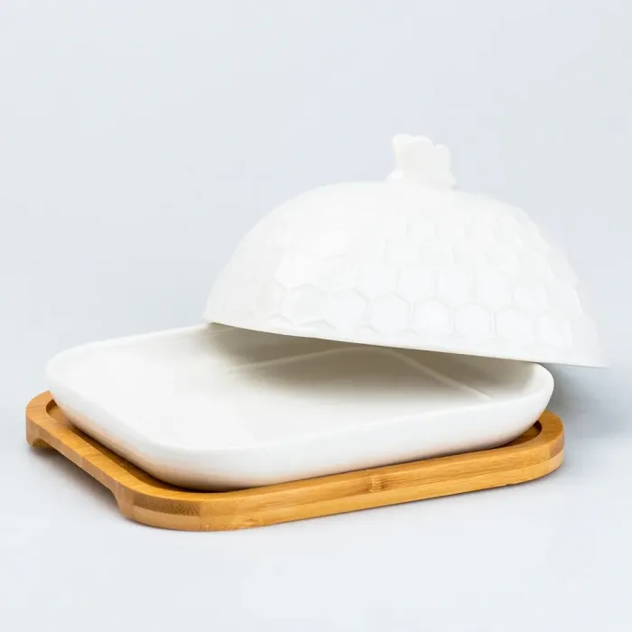 Масленка для сливочного масла и сыра с бамбуковой крышкой 18 х 16 х 11 см (HP256) - изображение 4