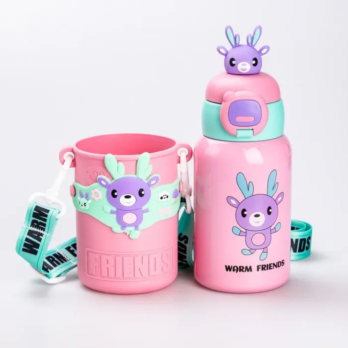 Детский термос с поилкой Friends 450мл розовый термос стальной термос нержавейка (HP18308P) - изображение 3