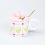 Чашка керамічна з ложкою та кришкою 300 мл (HP7190)