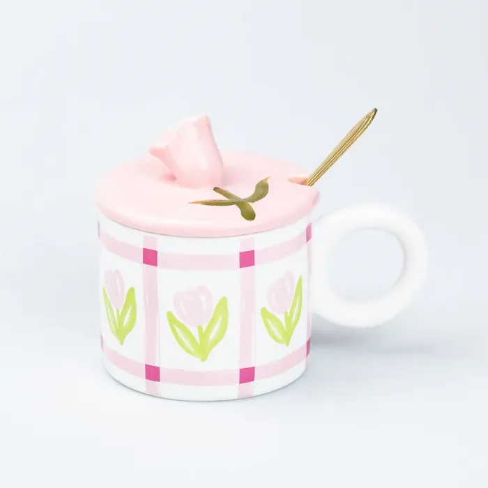 Чашка керамическая с ложкой и крышкой 300 мл (HP7190) - изображение 1