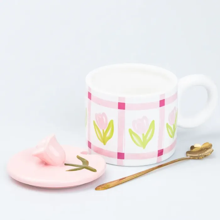 Чашка керамическая с ложкой и крышкой 300 мл (HP7190) - изображение 2