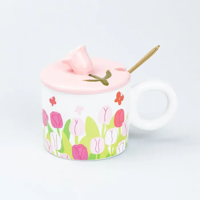 Чашка керамическая с ложкой и крышкой 300 мл (HP7190O) - изображение 1