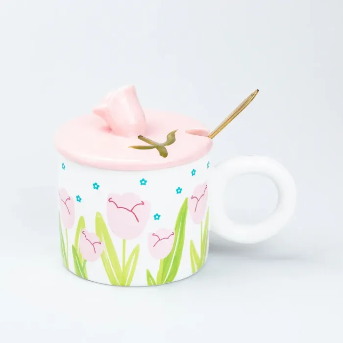 Чашка керамическая с ложкой и крышкой 300 мл (HP7190BL) - изображение 1