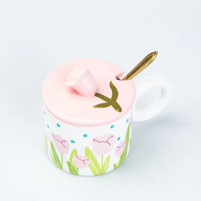 Чашка керамическая с ложкой и крышкой 300 мл (HP7190BL) - изображение 2