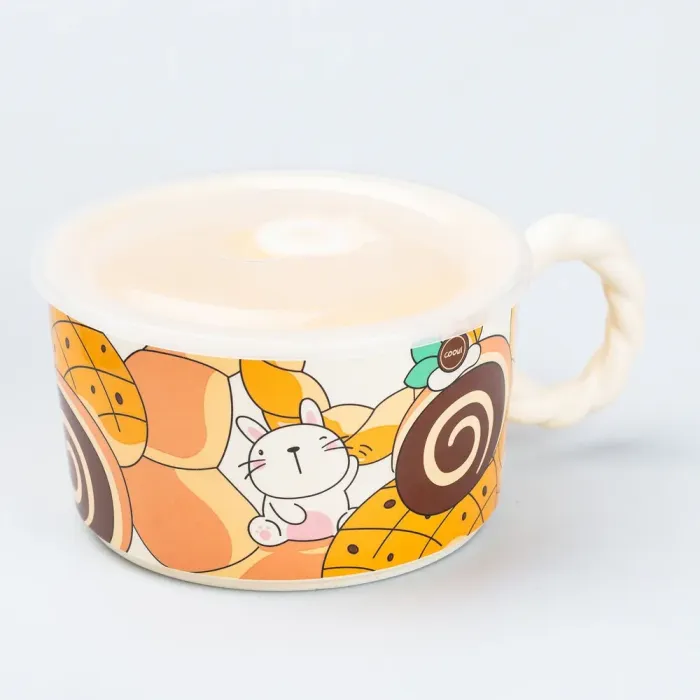 Керамічна бульйонниця 800 мл з пластиковою кришкою "Кролик" супниця миска для локшини (HP7215rabbit) - зображення 1