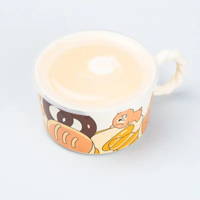 Керамічна бульйонниця 800 мл з пластиковою кришкою "Ведмедик" супниця миска для локшини (HP7215bear) - зображення 3