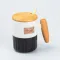 Чашка керамическая с бамбуковой крышкой и ручкой 400 мл Черная (HP7204B)