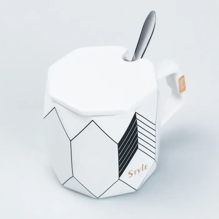 Чашка керамическая с крышкой 350 мл Белая (HP7207W) - изображение 3