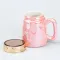 Чашка с крышкой 450 мл керамическая в зеркальной глазури Розовая (HP7195P)