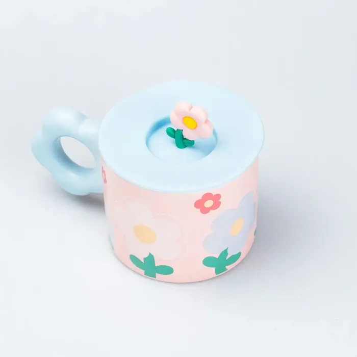 Чашка с крышкой 300 мл керамическая "Цветок" Розовая (HP7196P) - изображение 3