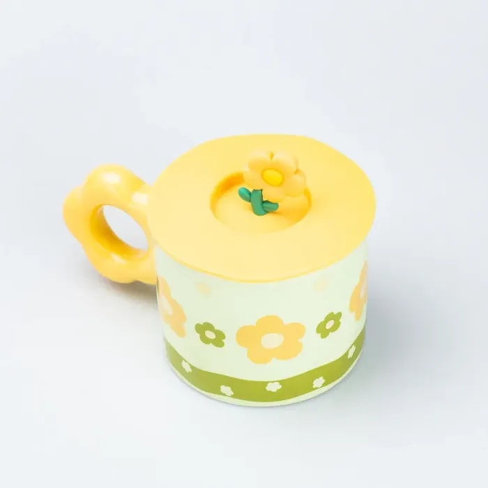 Чашка с крышкой 300 мл керамическая "Цветок" Зеленая (HP7196GR) - изображение 3