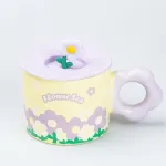 Чашка з кришкою 300 мл керамічна "Квітка" Жовта (HP7196Y)