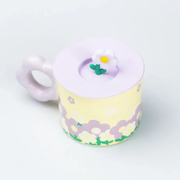 Чашка с крышкой 300 мл керамическая "Цветок" Желтая (HP7196Y) - изображение 3