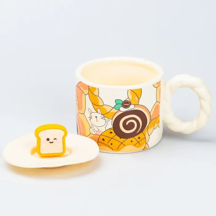 Керамическая чашка 350 мл с крышкой "Кролик" кружка универсальная (HP7186RABBIT) - изображение 2