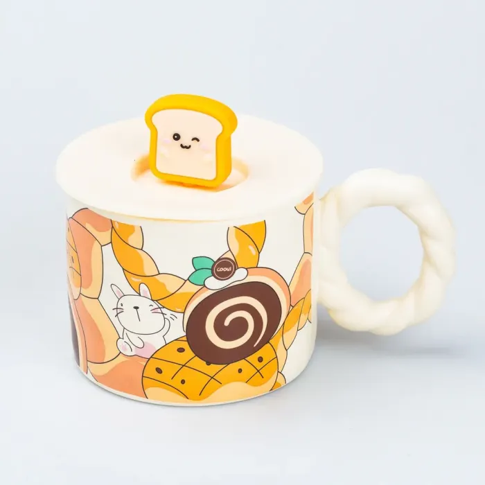 Керамическая чашка 350 мл с крышкой "Кролик" кружка универсальная (HP7186RABBIT) - изображение 1
