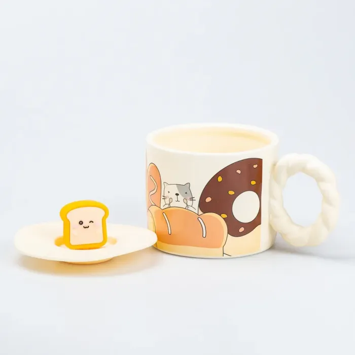 Керамическая чашка 350 мл с крышкой "Кот" кружка универсальная (HP7186CAT) - изображение 2