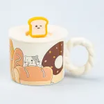 Керамічна чашка 350 мл з кришкою "Кіт" кухоль універсальний (HP7186CAT)