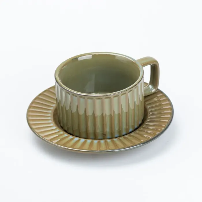 Чашка с блюдцем 250 мл керамическая Изумрудная (HP7210GR) - изображение 3