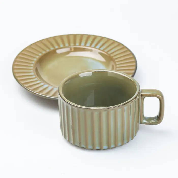 Чашка с блюдцем 250 мл керамическая Изумрудная (HP7210GR) - изображение 2