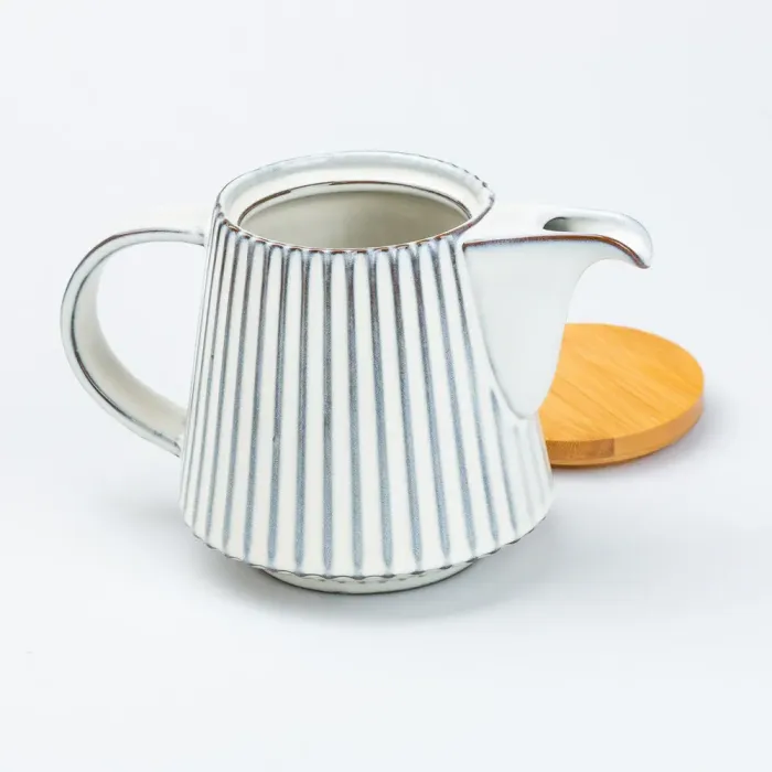 Чайник для заварювання 850 мл керамічний з бамбуковою кришкою Білий (HP7211W) - зображення 3