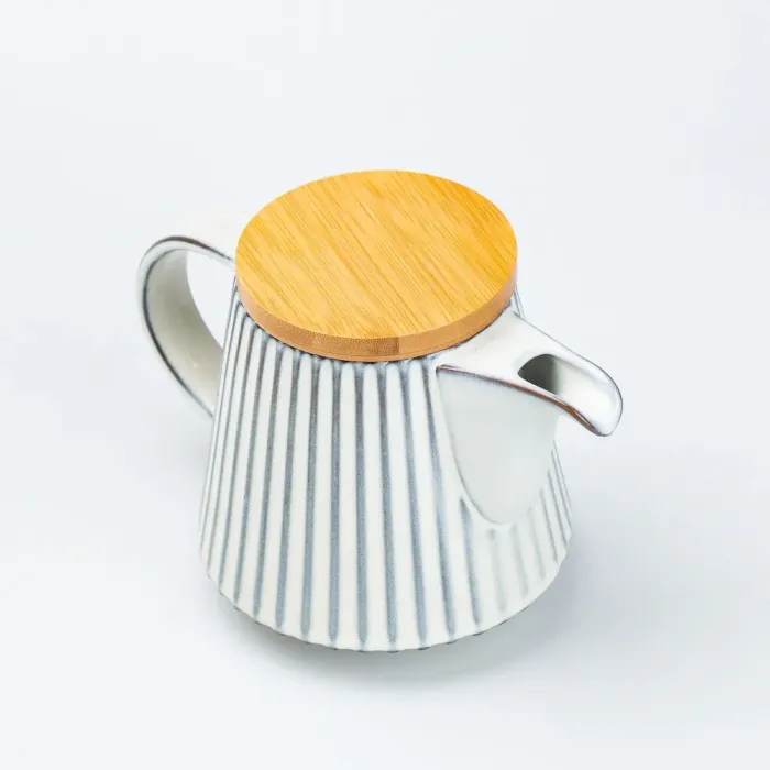 Чайник для заварювання 850 мл керамічний з бамбуковою кришкою Білий (HP7211W) - зображення 4