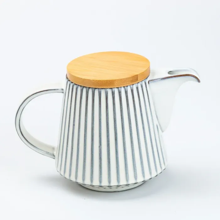 Чайник для заварювання 850 мл керамічний з бамбуковою кришкою Білий (HP7211W) - зображення 1