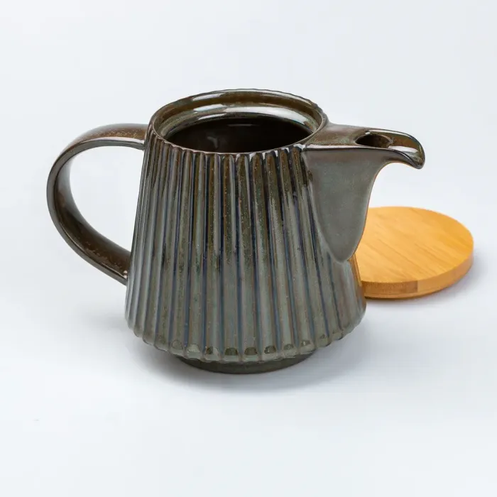 Чайник для заварювання 850 мл керамічний з бамбуковою кришкою Зелений (HP7211GR) - зображення 3