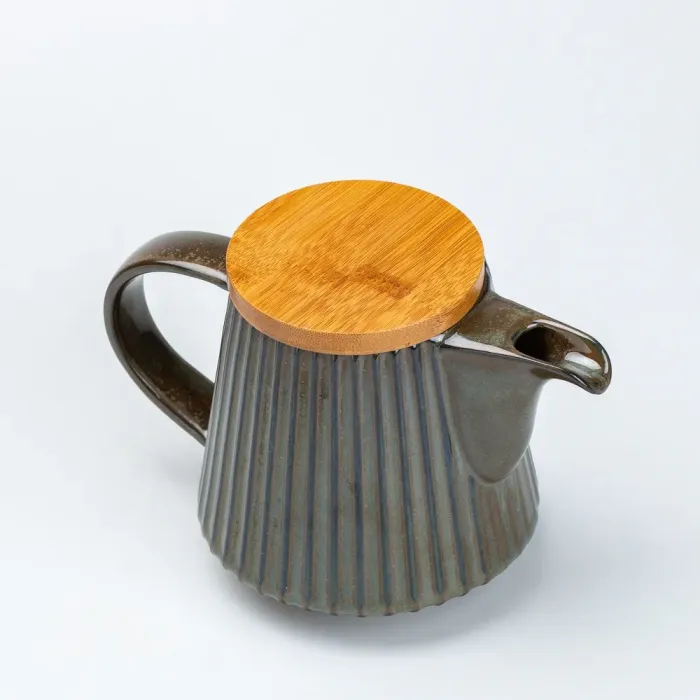 Чайник для заварювання 850 мл керамічний з бамбуковою кришкою Зелений (HP7211GR) - зображення 4