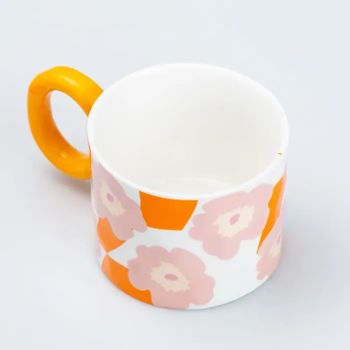 Чашка керамическая 400 мл для чая и кофе "Цветок" Оранжевая (HP7197O) - изображение 2