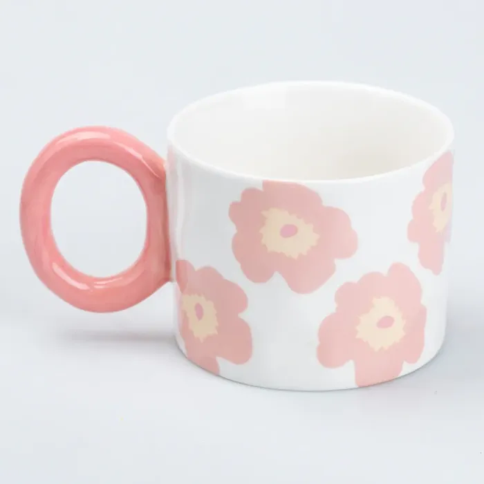 Чашка керамическая 400 мл для чая и кофе "Цветок" Розовая (HP7197P) - изображение 1