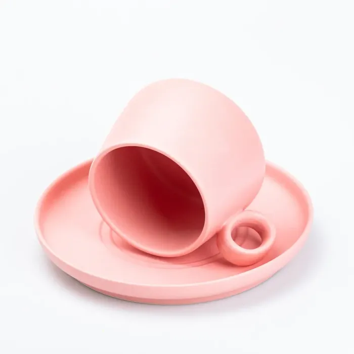 Чашка с блюдцем керамическая 300 мл Розовая (HP7209P) - изображение 3