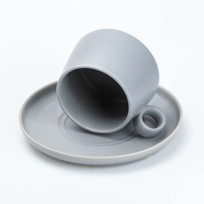 Чашка с блюдцем керамическая 300 мл Серая (HP7209G) - изображение 3