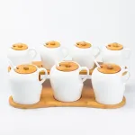 Набір ємностей для спецій із ложками на дерев'яній підставці 7 шт баночки 300 и 600 мл (HP248)