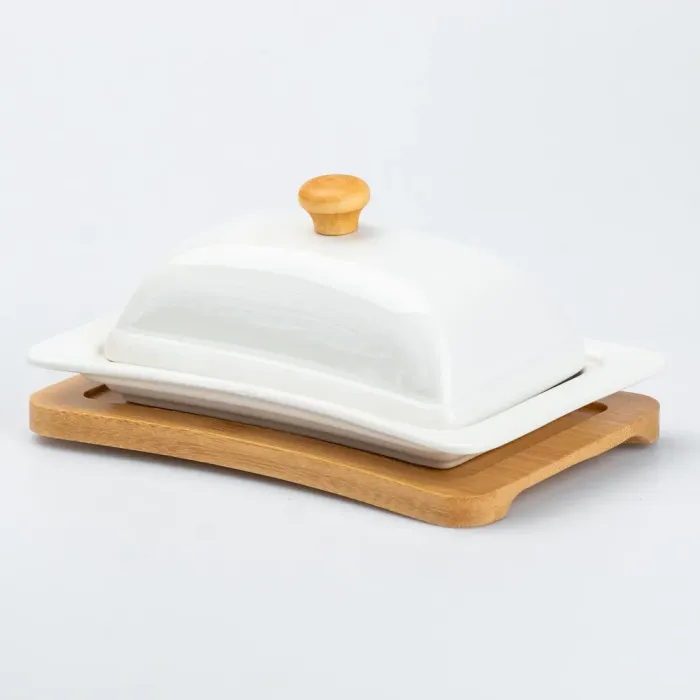 Масленка для сливочного масла и сыра с бамбуковой крышкой 18 х 11.5 х 7 см (HP255) - изображение 5