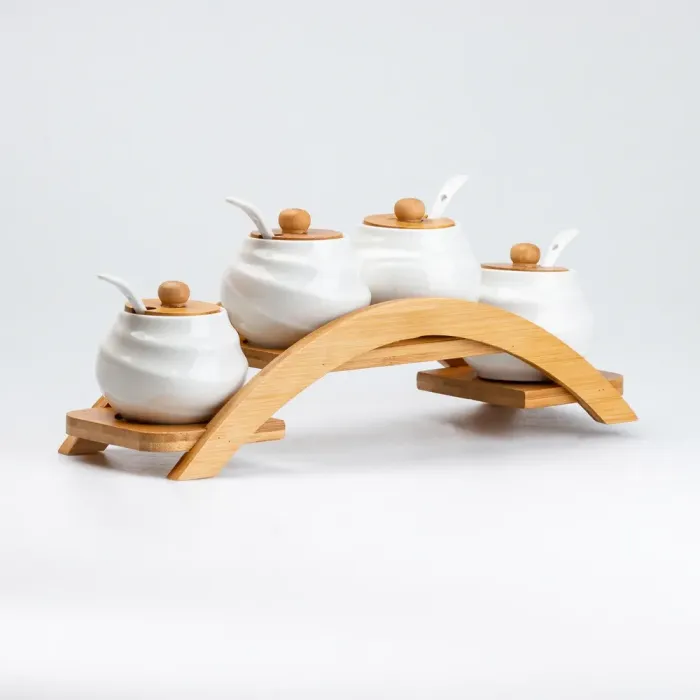 Набор для специй с ложками на деревянной стойке 4 шт. (HP261) - изображение 4