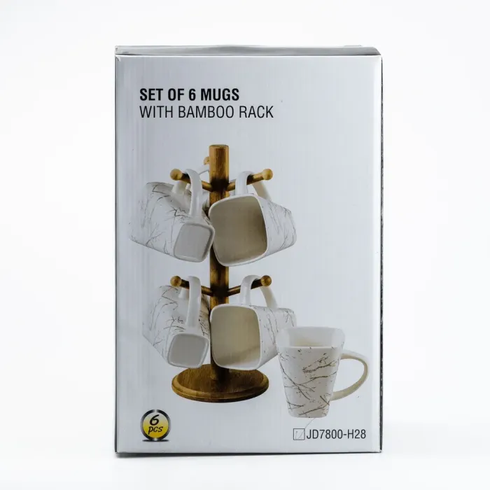 Набор чашек керамических 250 мл на бамбуковой подставке 6 шт. (HP274) - изображение 5