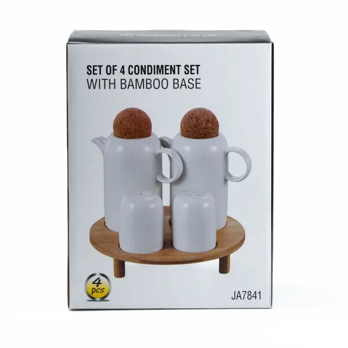 Набор перечниц и графинов для масла на деревянной подставке 4 предмета (HP275) - изображение 5