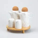 Набір перечниць та графинів для олії на дерев'яній підставці 4 предмети (HP275)