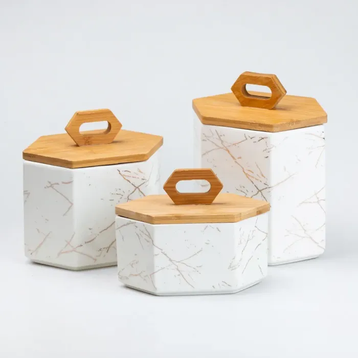 Набір ємностей для сипучих продуктів 3 шт. з кришками 19 см, 16 см, 11.5 см (HP276) - зображення 1