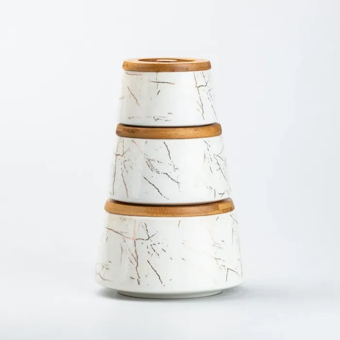 Набор емкостей для сыпучих продуктов с крышками 3 шт пирамида 22 см (HP277) - изображение 2