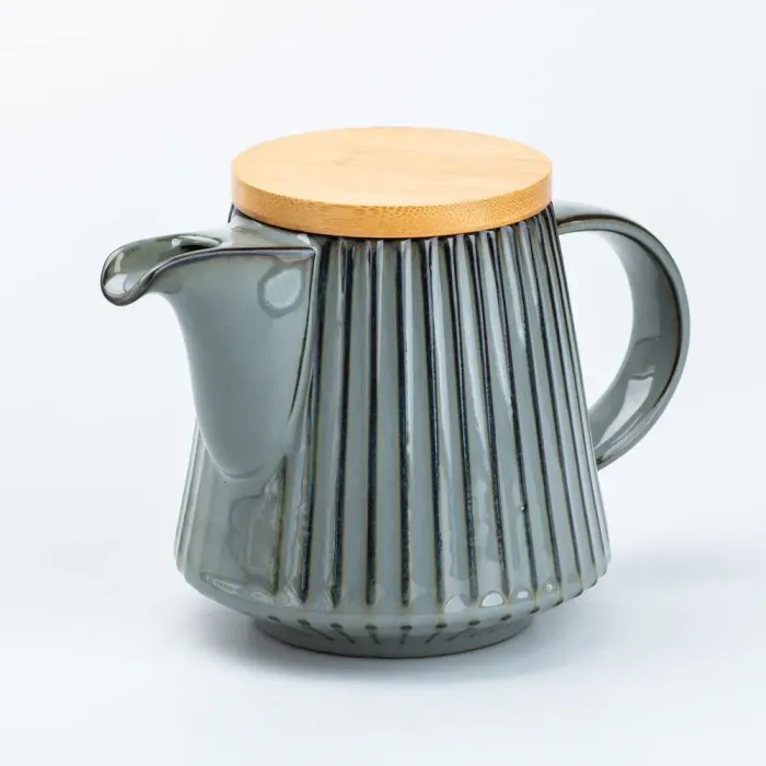 Чайник для заварювання 850 мл керамічний з бамбуковою кришкою Сірий (HP7211G) - зображення 2