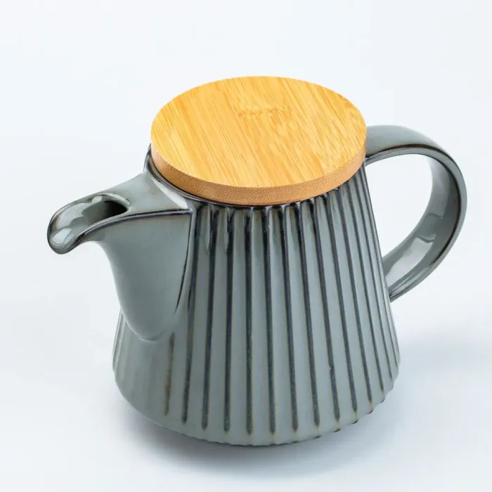 Чайник для заварювання 850 мл керамічний з бамбуковою кришкою Сірий (HP7211G) - зображення 4