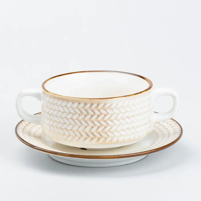 Тарілка для супу глибока з блюдцем тарілки обідня (HP23388) - зображення 1