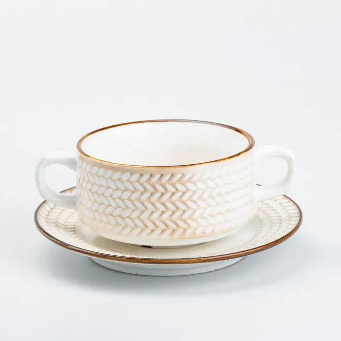 Тарілка для супу глибока з блюдцем тарілки обідня (HP23388) - зображення 3