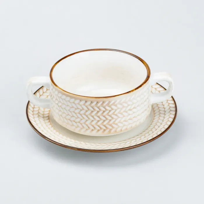 Тарілка для супу глибока з блюдцем тарілки обідня (HP23388) - зображення 4