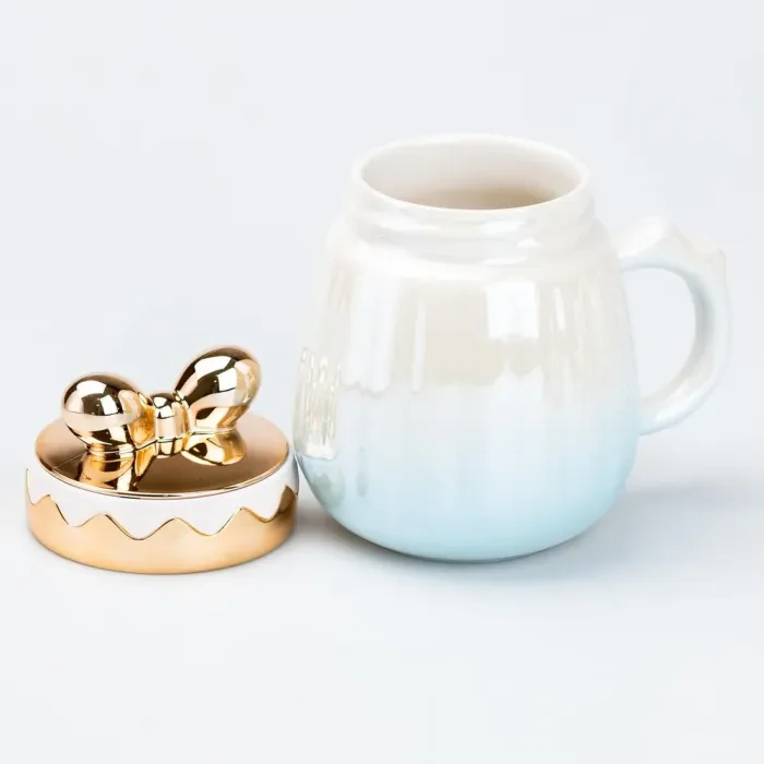 Чашка 500 мл с крышкой "Бант" керамическая Голубая (HP7194BL) - изображение 2